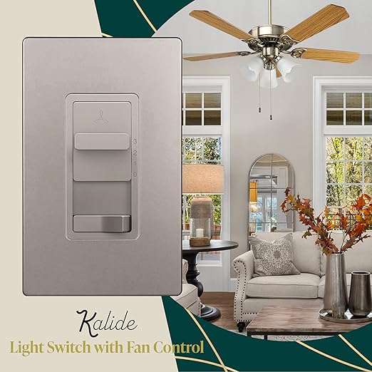 TOPGREENER Kalide Light Switch and 3-Speed Ceiling Fan Control Combo, in Wall - Image 2