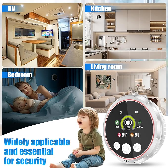 2 Pack 5-in-1 Carbon Monoxide Detectors &Smoke &Natural Gas Leak Detector - Image 6