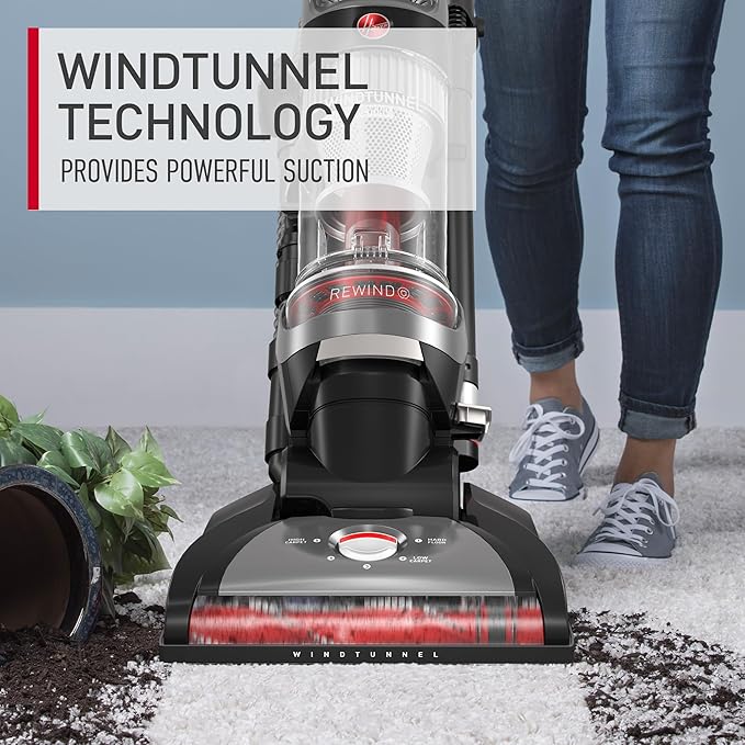 Hoover WindTunnel Cord Rewind Pro Bagless Vacuum Cleaner, Corded Upright Vacuum - Image 2