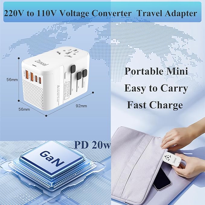 220V to 110V Converter for European Travel, Step Down Voltage Converter US to - Image 3