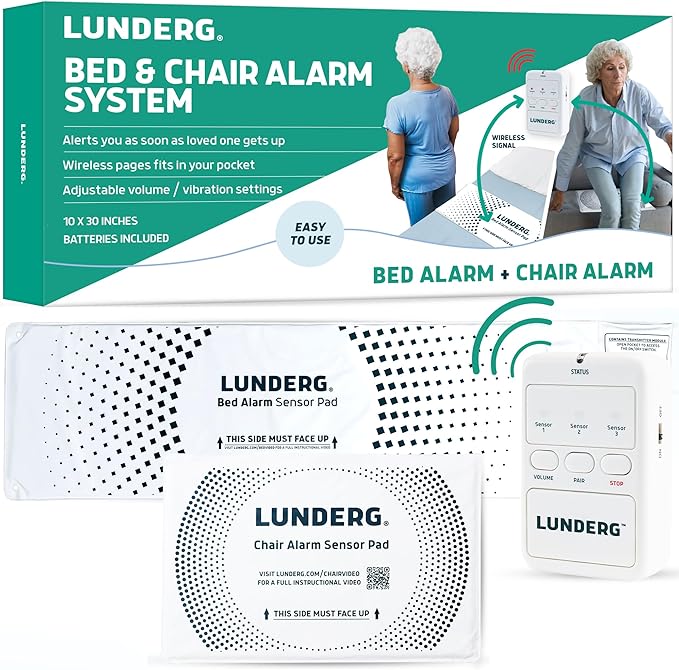 Lunderg Bed Alarm for Elderly Adults & Chair Alarm Set by LUNDERG