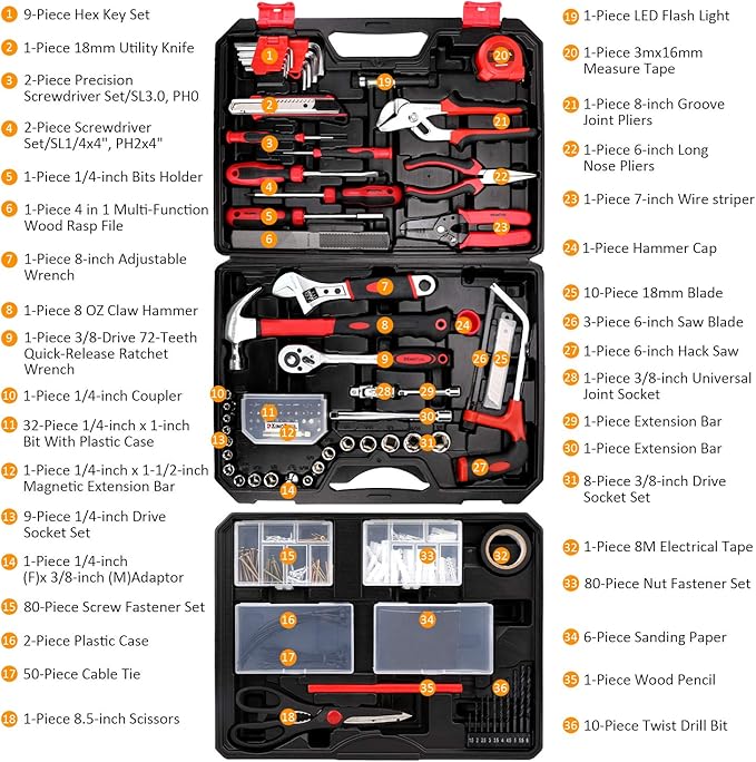 KingTool 325 Piece Home Repair Tool Kit, General Home/Auto Repair Tool Set - Image 2