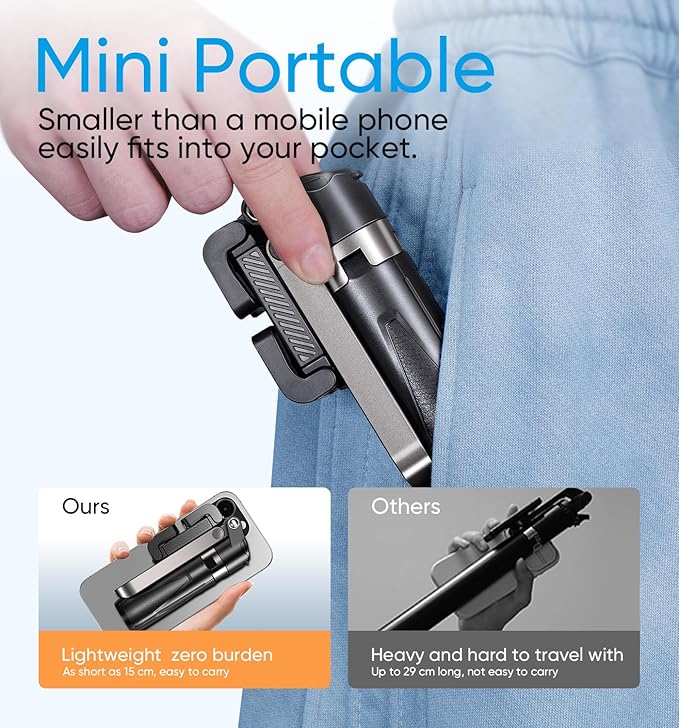 MAGIC JOHN Phone Tripod, Portable Selfie Stick, Pocket Size Tripod - Image 2