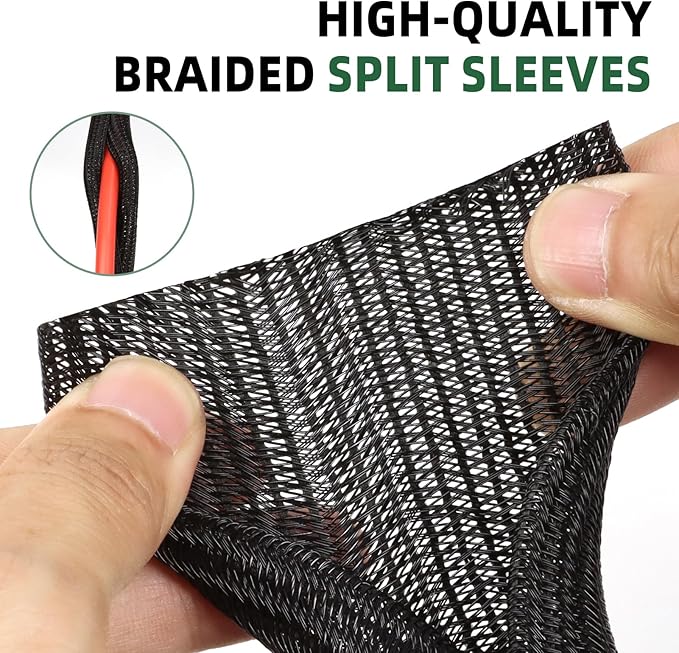 Split Wire Loom Tubing, Cable Protector Sleeve, Braided Cable Management - Image 3