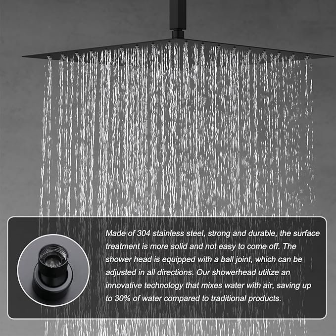 KATAIS Matte Black Shower System Digital Tempreature Display Thermostatic - Image 3