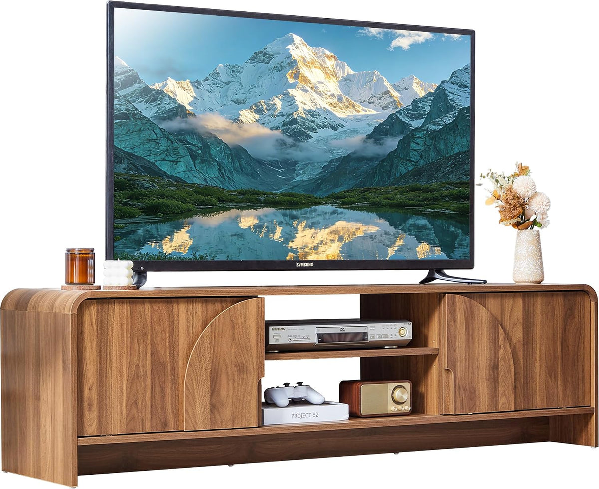 BERRYMERRY 63'' TV Stand for Up to 75" TVs, MCM TV Console Table