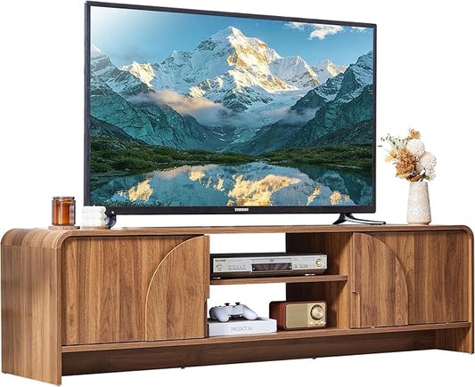 BERRYMERRY 63'' TV Stand for Up to 75" TVs, MCM TV Console Table by BERRYMERRYFURNITURE