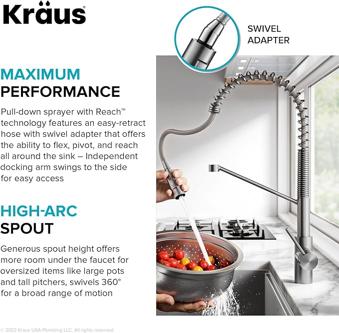 KRAUS Oletto Touchless Sensor Commercial Pull-Down Single Handle Kitchen Faucet - Image 10