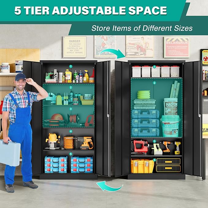 SISESOL Wide & Deep Metal Storage Cabinet - Image 5