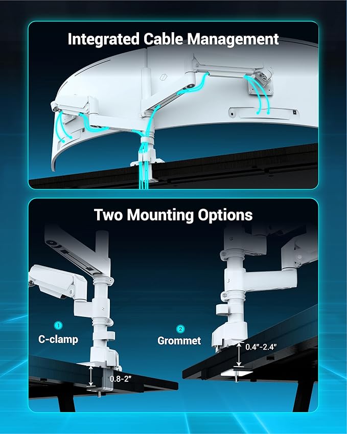 Ergounion Dual Monitor Arm for 13-49 Inch Ultrawide Screens, Heavy Duty Monitor - Image 6