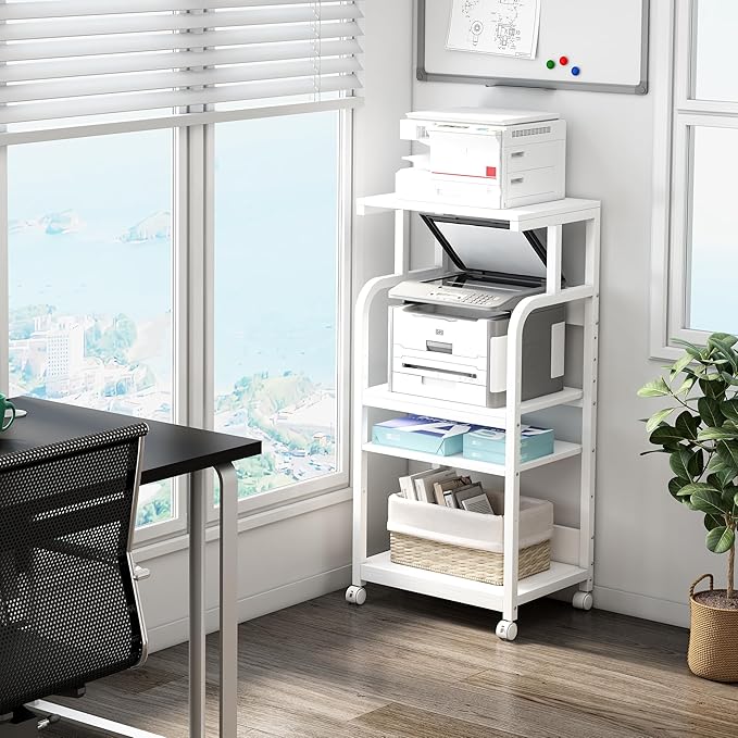 Fannova 4 Tier White Printer Stand Table - Image 3