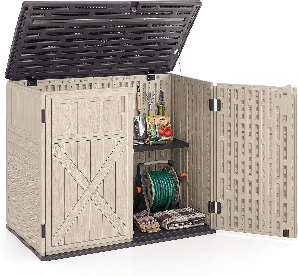 dreamade horizontal outdoor storage cabinet, 20 cu.ft resin, main product view