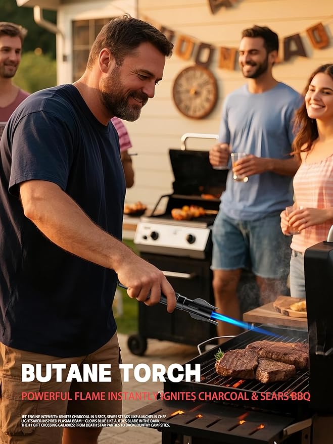 Bright Fire Torch Lighter Butane Refillable, Long Jet Flame Butane Lighter - Image 3