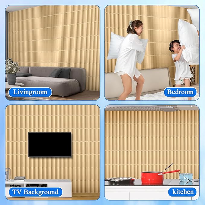 Nuanchu 32 Pcs 3D Slat Wall Panels 12 x 12 Inch PVC Fluted Textured Panel - Image 7