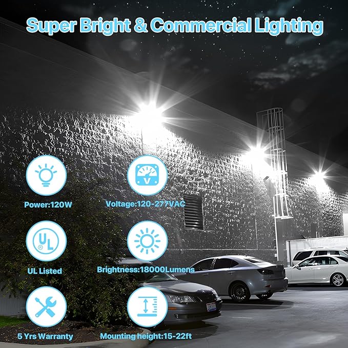HYPERLITE LED Wall Pack Light: 120W Glass Lens LED Wall Packs Outside Lighting - Image 4