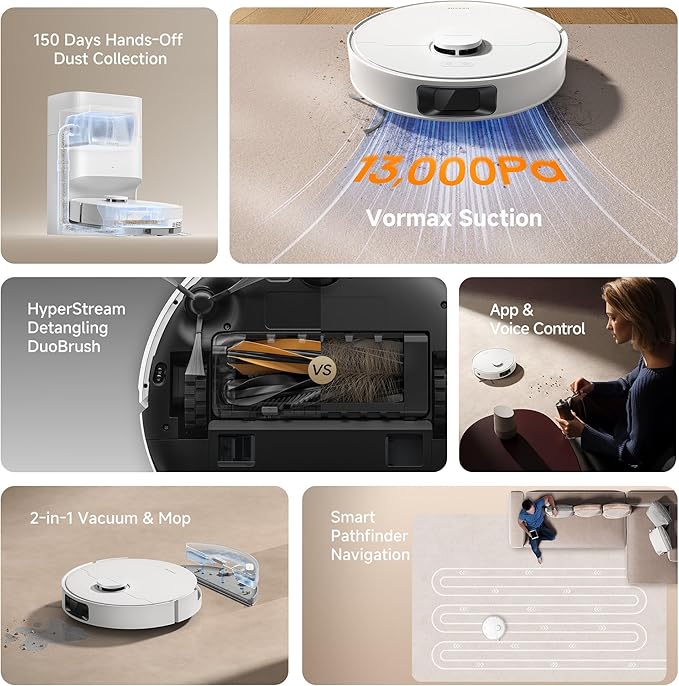 DREAME D20 Plus Robot Vacuum and Mop, 000Pa Suction, Self-Emptying - Image 10