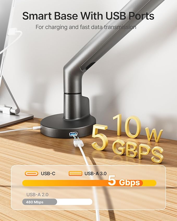 monTEK Single Monitor Arm with USB - Image 4