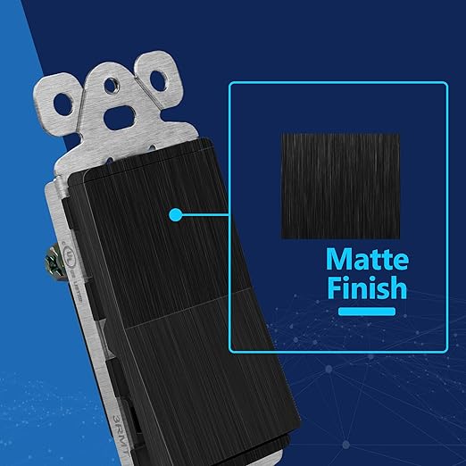 LIDER Brushed Black Minimalist Design Decorator Switch - Image 2
