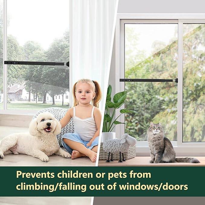 WooFog Adjustable Window Security Bars Vertical, Heavy Duty Sliding Patio Glass - Image 3
