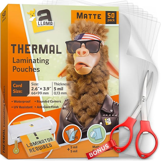Thermal Laminating Pouches, Matte Finish, 2.6 x 3.9 Inches, 5 Mil Thick by LaLlama