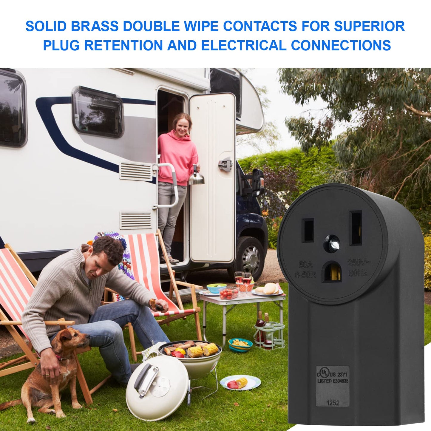 Micmi NEMA 6-50R Receptacle 2-Pole 3-Wire Surface Mount Power Receptacle 250V 50A UL Listed, Black 2 Pack (NEMA 6-50R)