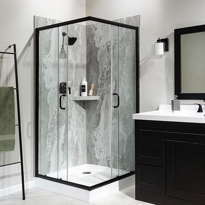 Palisade 78in x 36in x 36in Waterproof Vinyl Corner Shower Surround Kit - Image 3