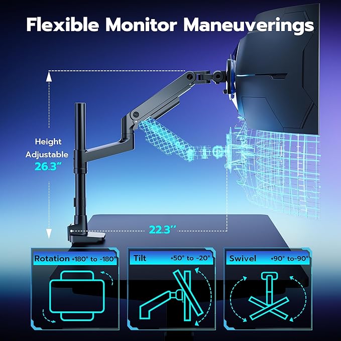 ARES WING Single Monitor Arm Desk Mount - Image 5