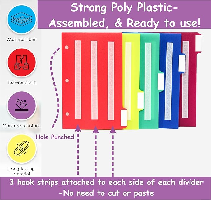 5 Small Color Dividers/Tabs Set Perfect to Keep Your Loose Photo/Picture Symbol - Image 3