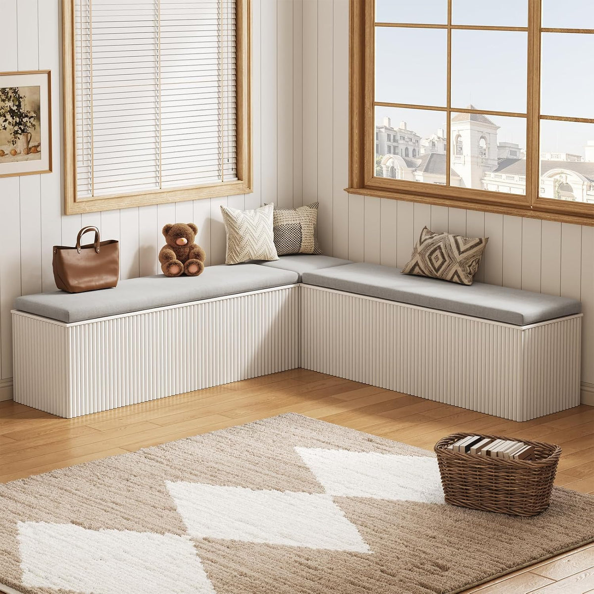 breakfast nook bench, l shaped storage bench with, main product view