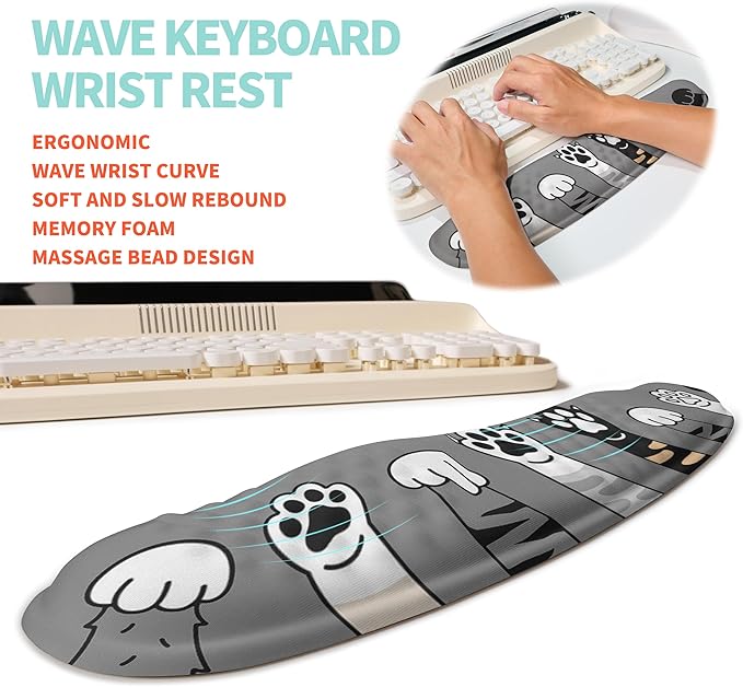 KUOSGM 2-in-1 Ergonomic Set, Wave Rise Keyboard Wrist Rest and Massage Bulge - Image 2