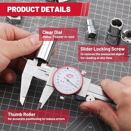 Standard Gage Metric Dial Caliper Measuring Tool 0-150mm Range, Analog - Image 4