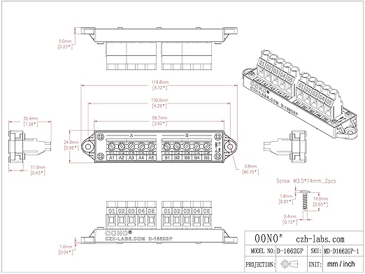 30Amp 300V 2x5 Position Terminal Block Distribution Module. OONO D-1662GP - Image 5