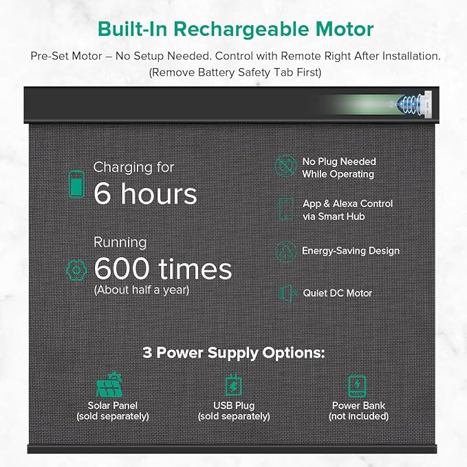 Kilonity Motorized Roller Shades, Light Filtering Remote Control Custom Window - Image 3