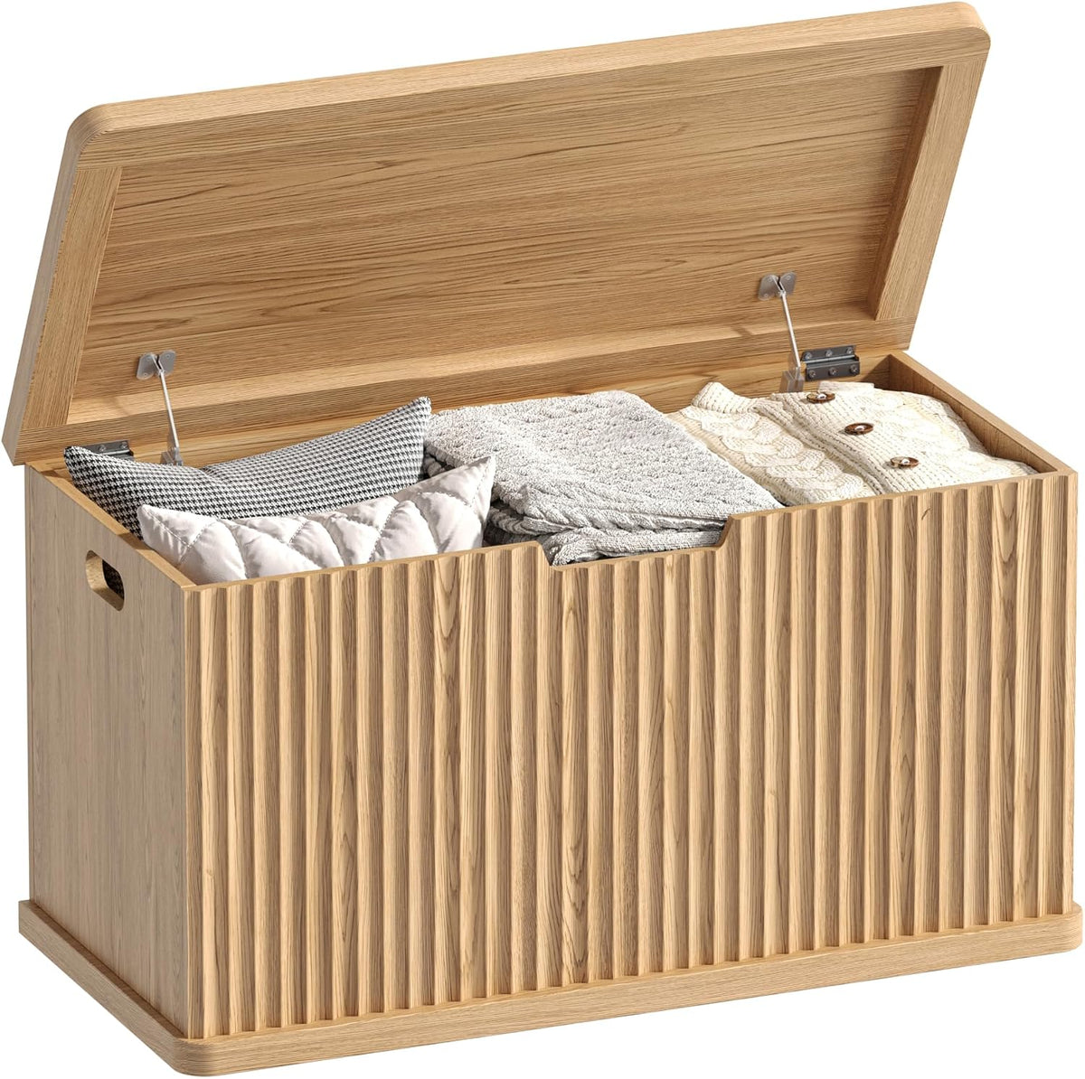 akxomel 29.5" fluted storage chest wooden storage trunk, main product view