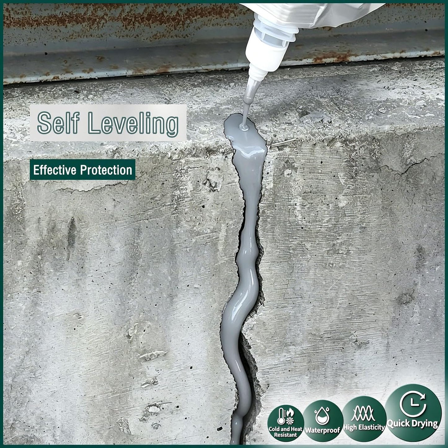 3-Pack Self Leveling Concrete Crack Filler Kit, High Elasticity Asphalt Crack Filler Driveway Sealer, Waterproof Cement Crack Filler Outdoor Caulk for Effectively Repair Concrete Patch - 31.74oz