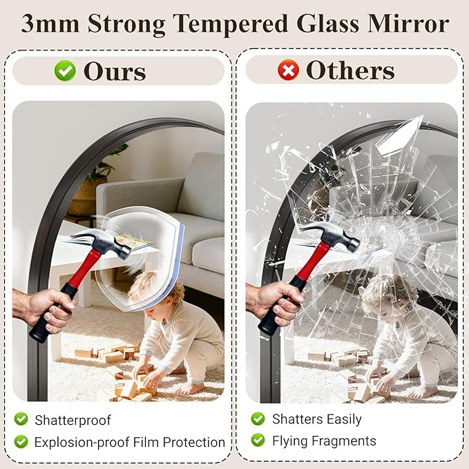 Arch Bathroom Mirror, Tempered Glass Decor Mirror - Image 6