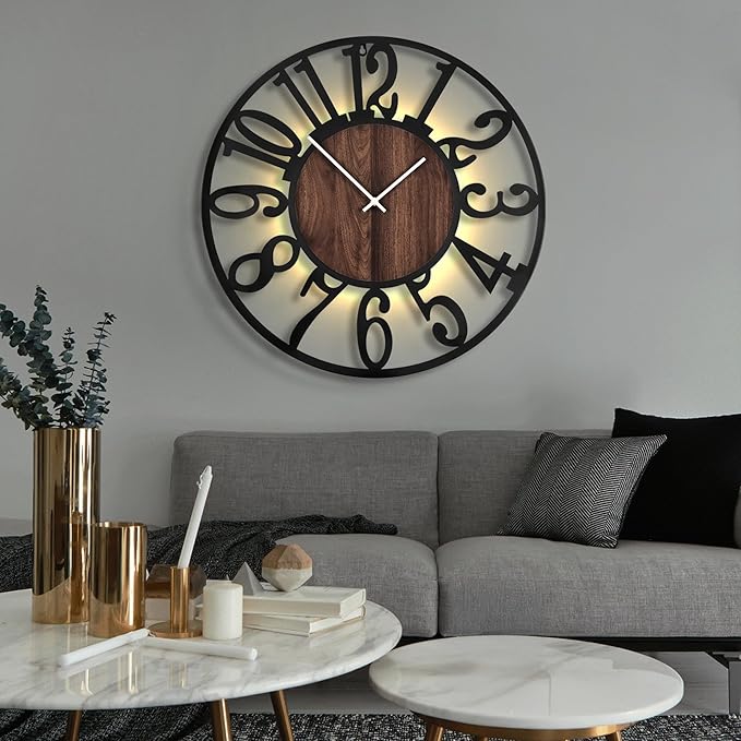 LEIKE Large Wall Clocks with Night Light Battery Operated, Silent Non Ticking - Image 8