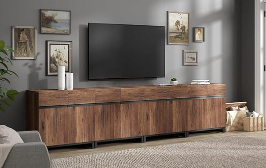 WAMPAT Modern TV Stand for TVs up to 120 inch, 4 in 1 Entertainment Center TV by WAMPAT
