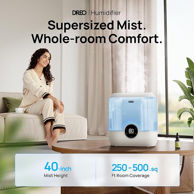 DREO 6L Top Fill Humidifiers for Bedroom, 60H Runtime 28 dB Quiet Supersized - Image 2