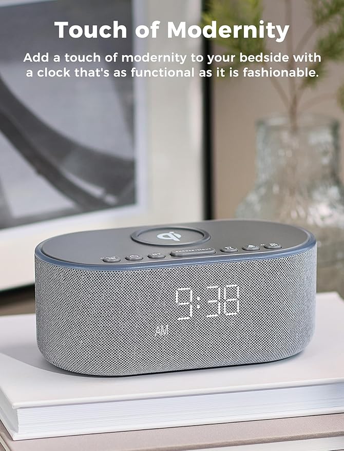 Odokee Wireless Charging Alarm Clock Radio: Qi Certified Fast Wireless Charger - Image 7