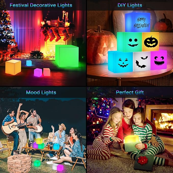LOFTEK 7-inch LED Cube Night Lights: Rechargeable RGB 16 Colors Changing Light - Image 6