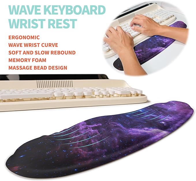 KUOSGM 2-in-1 Ergonomic Set, Wave Rise Keyboard Wrist Rest and Massage Bulge - Image 2