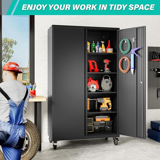 SISESOL Wide & Deep Metal Storage Cabinet - Image 3
