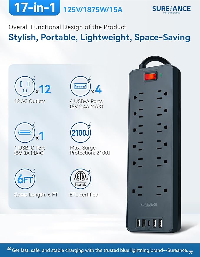 Surge Protector Power Strip - Image 2