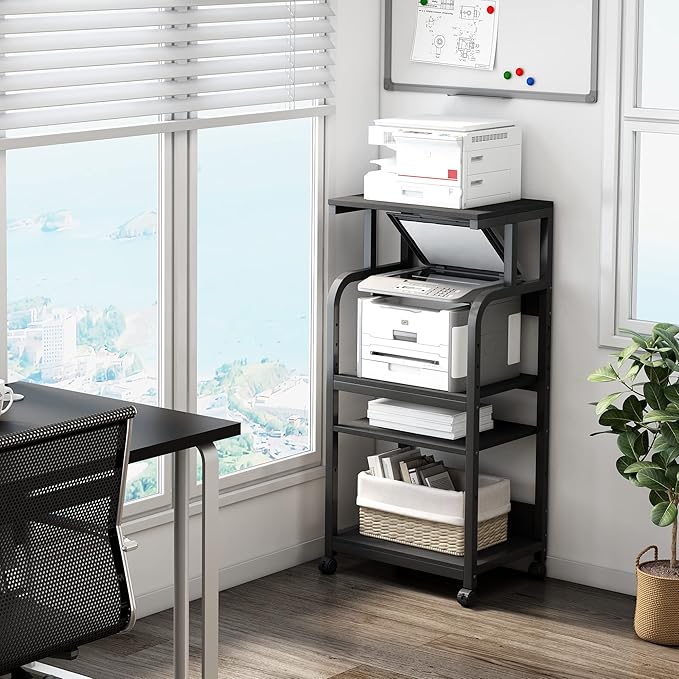 Fannova Printer Stand with Adjustable Shelf, 4 Tier Large Tall Printer Table - Image 3