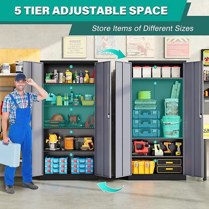 SISESOL Wide & Deep Metal Storage Cabinet - Image 4