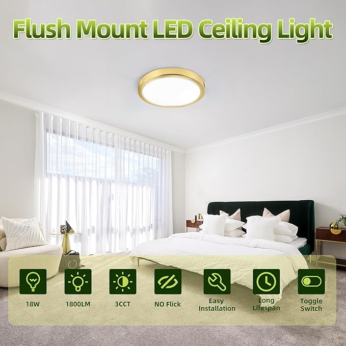 hykolity 2 Pack 9 Inch Selectable CCT LED Round Flat Panel Light, 18W 1800LM - Image 3