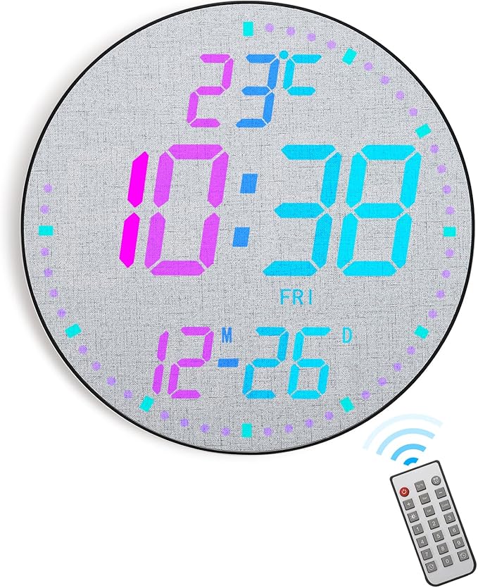 GLOKUUCA 12" Large Digital Wall Mount Clock, Count Down Timer, Big LED by GLOKUUCA