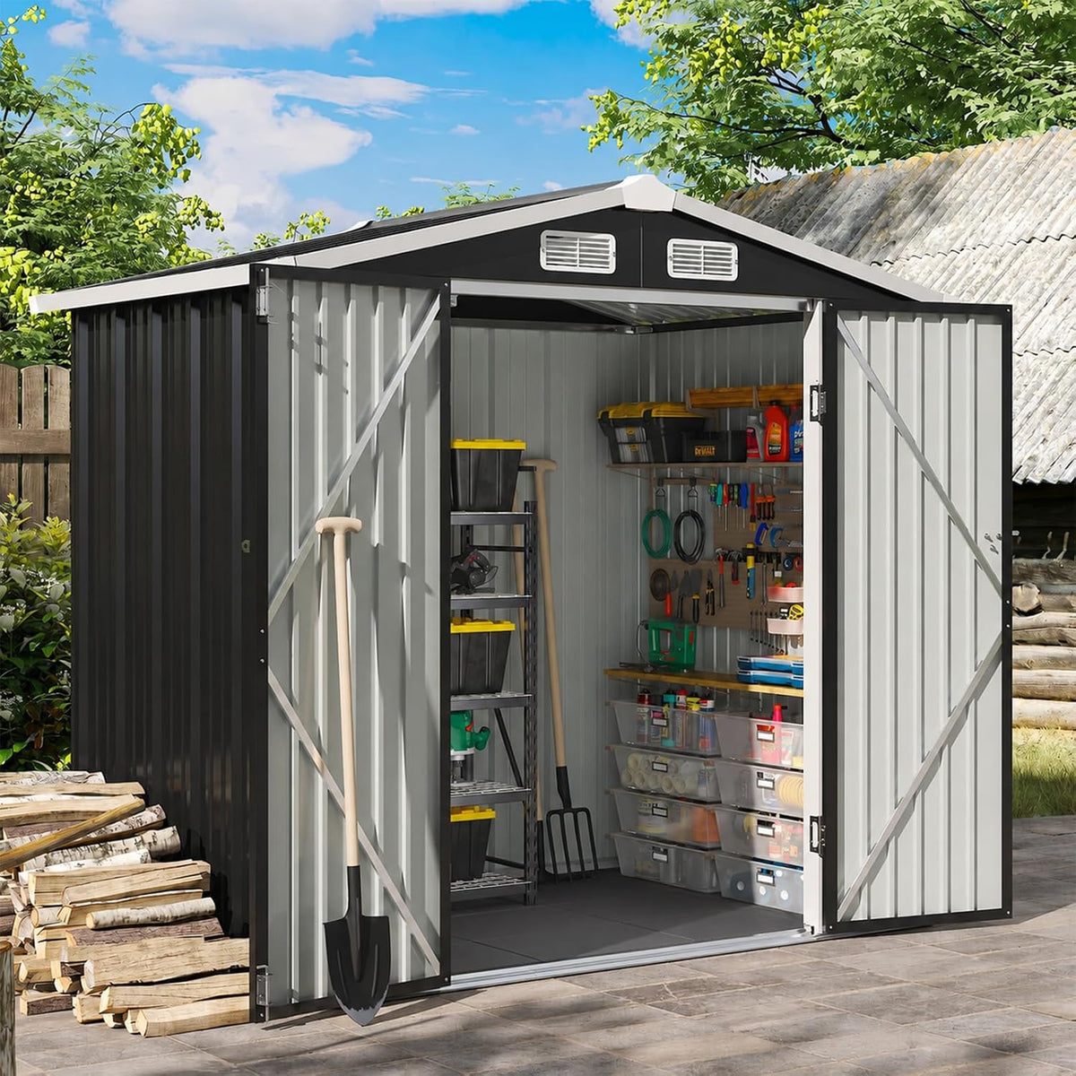 aoxun 6x4 ft shed outdoor storage shed with, main product view