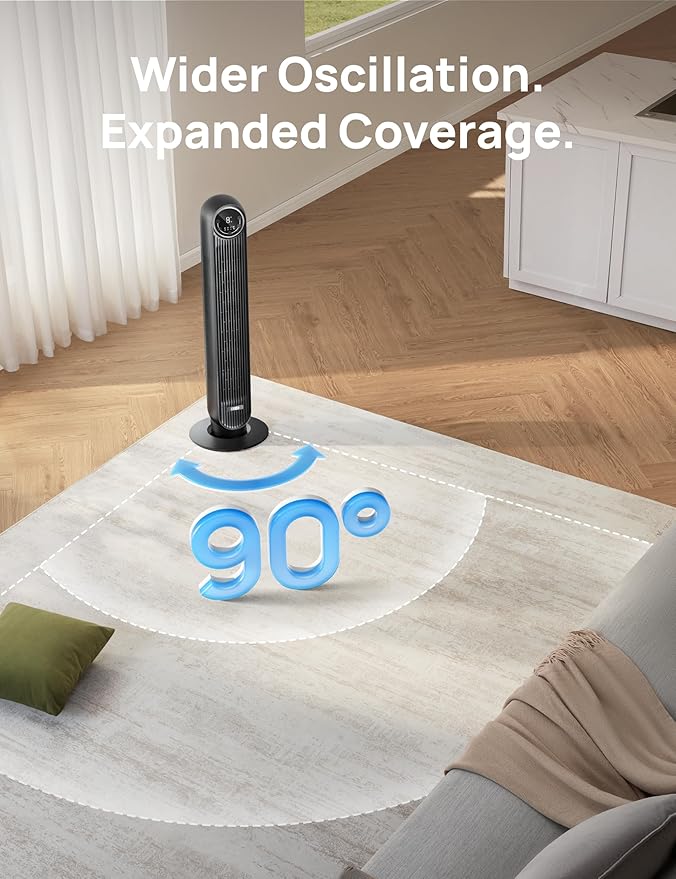 Dreo Tower Fan for Bedroom, Smart Oscillating Quiet Floor Fans, Standing - Image 5